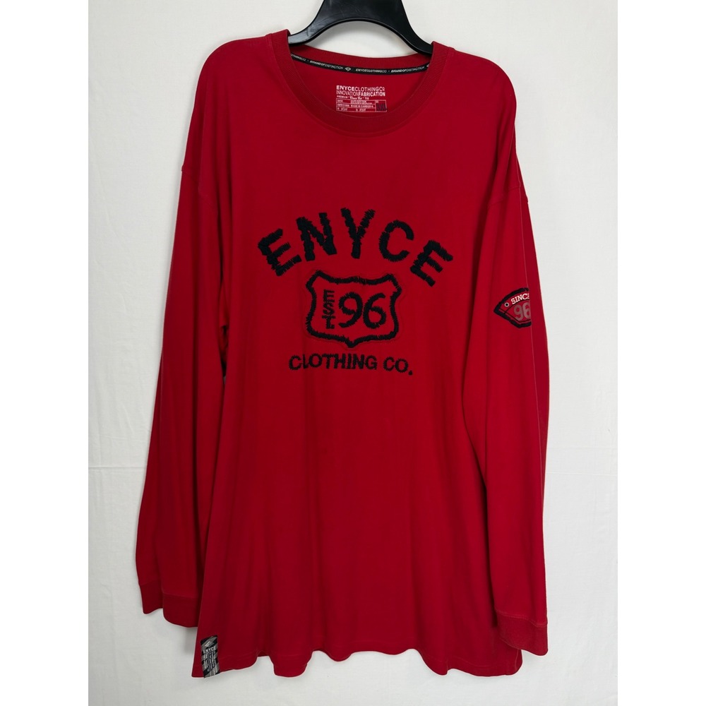 Enyce Mens Cotton Long Sleeve T-Shirt 3XL Red Graphic Chenille Logo Est 96